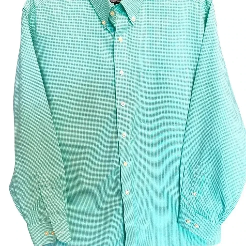 Jos A Bank Executive Collection Shirt Mens LargeGingham Plaid Green - Picture 2 of 4